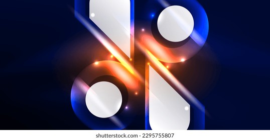 Abstract background glowing neon light geometric shapes. Space cosmic or magic energy vector wallpaper For Wallpaper, Banner, Background, Card, Book Illustration, landing page