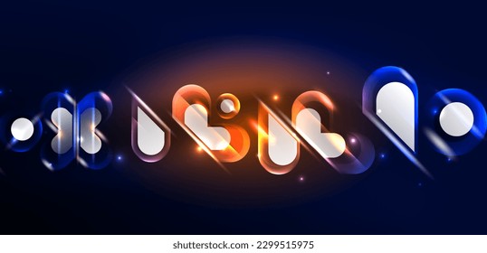 Abstract background glowing neon light geometric shapes. Space cosmic or magic energy vector wallpaper For Wallpaper, Banner, Background, Card, Book Illustration, landing page