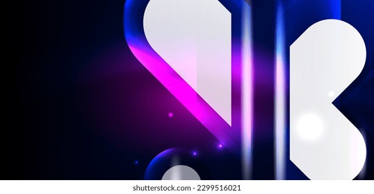 Abstract background glowing neon light geometric shapes. Space cosmic or magic energy vector wallpaper For Wallpaper, Banner, Background, Card, Book Illustration, landing page