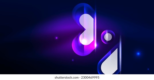 Abstract background glowing neon light geometric shapes. Space cosmic or magic energy vector wallpaper For Wallpaper, Banner, Background, Card, Book Illustration, landing page