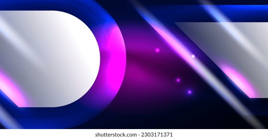 Abstract background glowing neon light geometric shapes. Space cosmic or magic energy vector wallpaper For Wallpaper, Banner, Background, Card, Book Illustration, landing page