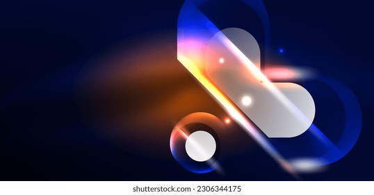 Abstract background glowing neon light geometric shapes. Space cosmic or magic energy vector wallpaper For Wallpaper, Banner, Background, Card, Book Illustration, landing page