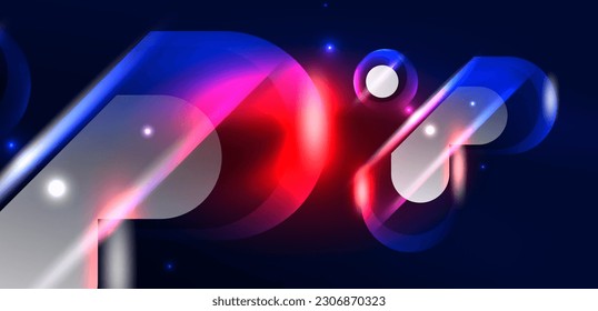 Abstract background glowing neon light geometric shapes. Space cosmic or magic energy vector wallpaper For Wallpaper, Banner, Background, Card, Book Illustration, landing page