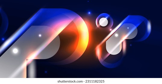 Abstract background glowing neon light geometric shapes. Space cosmic or magic energy vector wallpaper For Wallpaper, Banner, Background, Card, Book Illustration, landing page - Shutterstock ID 2311182325