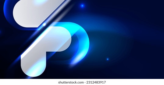 Abstract background glowing neon light geometric shapes. Space cosmic or magic energy vector wallpaper For Wallpaper, Banner, Background, Card, Book Illustration, landing page