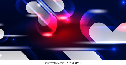 Abstract background glowing neon light geometric shapes. Space cosmic or magic energy vector wallpaper For Wallpaper, Banner, Background, Card, Book Illustration, landing page