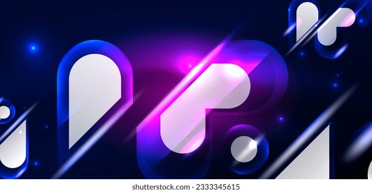 Abstract background glowing neon light geometric shapes. Space cosmic or magic energy vector wallpaper For Wallpaper, Banner, Background, Card, Book Illustration, landing page