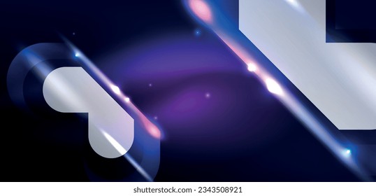 Abstract background glowing neon light geometric shapes. Space cosmic or magic energy vector wallpaper For Wallpaper, Banner, Background, Card, Book Illustration, landing page