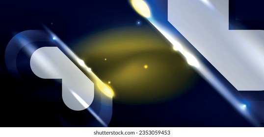 Abstract background glowing neon light geometric shapes. Space cosmic or magic energy vector wallpaper For Wallpaper, Banner, Background, Card, Book Illustration, landing page