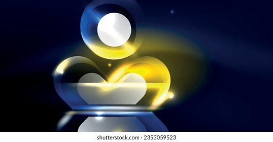 Abstract background glowing neon light geometric shapes. Space cosmic or magic energy vector wallpaper For Wallpaper, Banner, Background, Card, Book Illustration, landing page