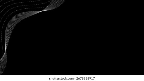 Fondo Abstractas con ondas de partículas brillantes Líneas en el borde del marco de Espacio para texto