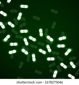 Abstract background of glowing pills. Medical pattern.