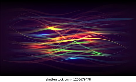 Abstract background with glowing rainbow coloful wavy lines