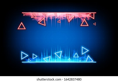 abstract background of glowing red and blue technology triangle shape 