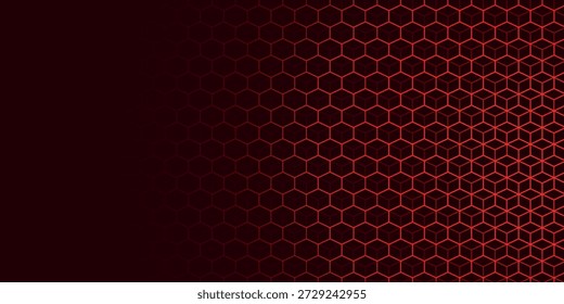 Abstract background with glowing red hexagon lines design. Modern and futuristic vector design for cover, banner, brochure, presentation and website. EPS. 2