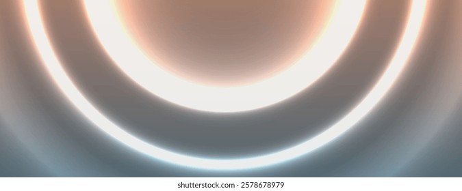 Abstract background with glowing rings. The background features soft orange and white hues, creating a smooth, radiant texture. Orange and white tones. Gradient neon background vector. Blue background