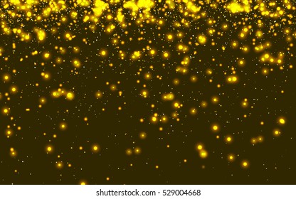 Abstract background with glowing round particles on dark background. Vector illustration for your graphic design.