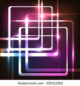 Abstract background with glowing rounded rectangles, stock vector