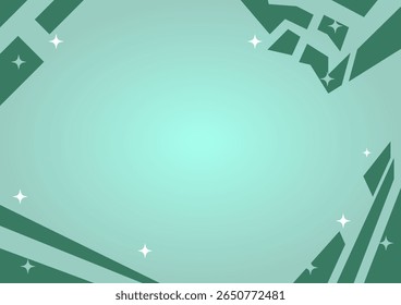 Fundo abstrato com estrelas brilhantes e gradientes verdes escuros no layout geométrico moderno. Excelente para apresentações digitais, design na Web e marcas tecnológicas elegantes