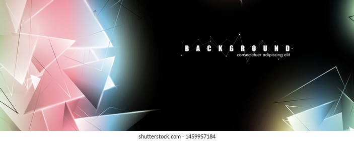 abstract background with glowing  triangles that overlap. isolated black background. vector illustration of eps 10