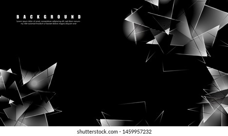 abstract background with glowing triangles that overlap. isolated black background. vector illustration of eps 10