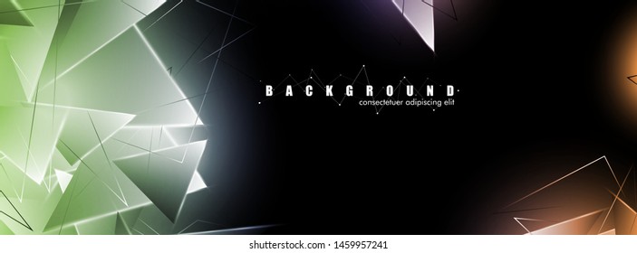 abstract background with glowing triangles that overlap. isolated black background. vector illustration of eps 10