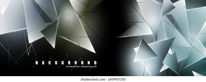 abstract background with glowing triangles that overlap. isolated black background. vector illustration of eps 10