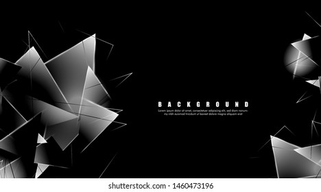 abstract background with glowing triangles that overlap. isolated black background. vector illustration of eps 10
