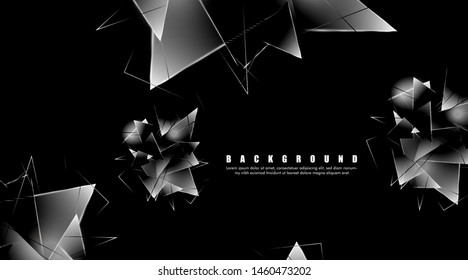 abstract background with glowing triangles that overlap. isolated black background. vector illustration of eps 10