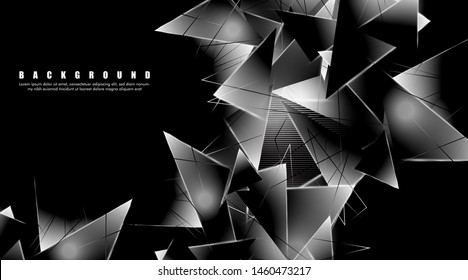 abstract background with glowing triangles that overlap. isolated black background. vector illustration of eps 10