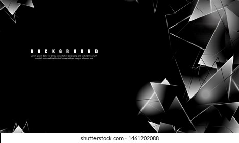 abstract background with glowing triangles that overlap. isolated black background. vector illustration of eps 10