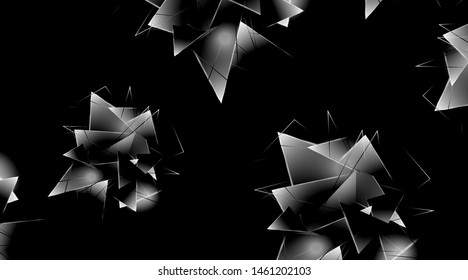 abstract background with glowing triangles that overlap. isolated black background. vector illustration of eps 10