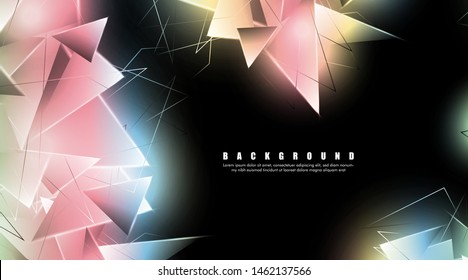 abstract background with glowing triangles that overlap. isolated black background. vector illustration of eps 10