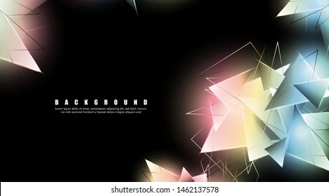 abstract background with glowing triangles that overlap. isolated black background. vector illustration of eps 10