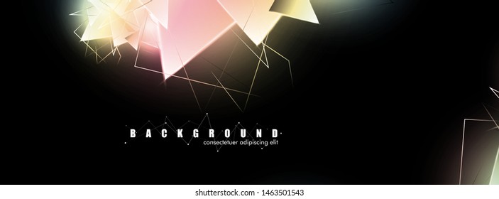 abstract background with glowing  triangles that overlap. isolated black background. vector illustration of eps 10