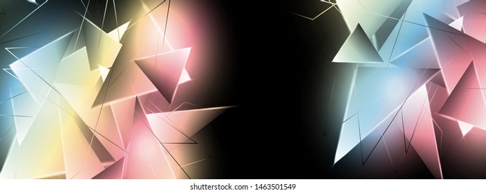 abstract background with glowing  triangles that overlap. isolated black background. vector illustration of eps 10
