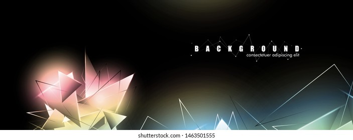 abstract background with glowing  triangles that overlap. isolated black background. vector illustration of eps 10