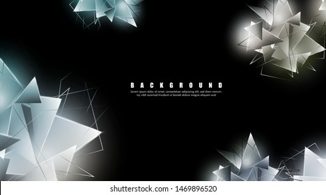 abstract background with glowing triangles that overlap. isolated black background. vector illustration of eps 10