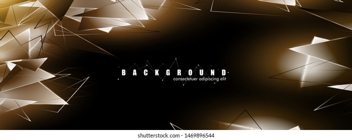 abstract background with glowing triangles that overlap. isolated black background. vector illustration of eps 10