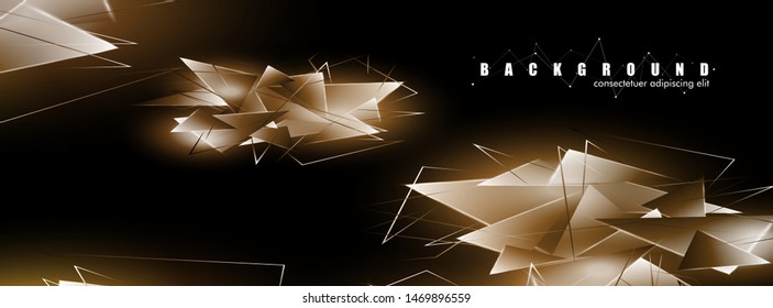 abstract background with glowing triangles that overlap. isolated black background. vector illustration of eps 10