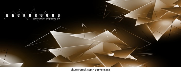 abstract background with glowing triangles that overlap. isolated black background. vector illustration of eps 10