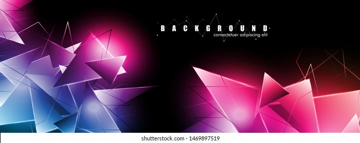 abstract background with glowing  triangles that overlap. isolated black background. vector illustration of eps 10