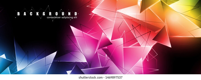 abstract background with glowing  triangles that overlap. isolated black background. vector illustration of eps 10