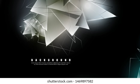 abstract background with glowing triangles that overlap. isolated black background. vector illustration of eps 10