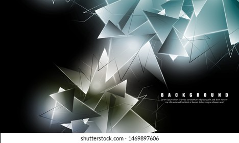 abstract background with glowing triangles that overlap. isolated black background. vector illustration of eps 10