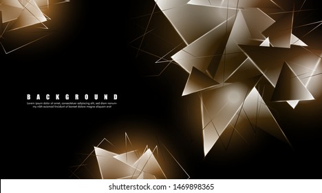 abstract background with glowing triangles that overlap. isolated black background. vector illustration of eps 10