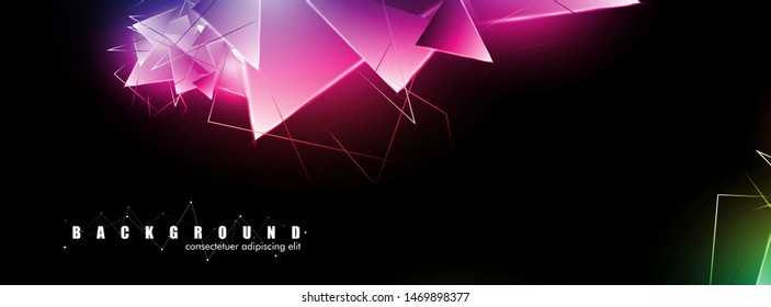abstract background with glowing  triangles that overlap. isolated black background. vector illustration of eps 10