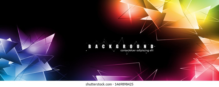 abstract background with glowing  triangles that overlap. isolated black background. vector illustration of eps 10