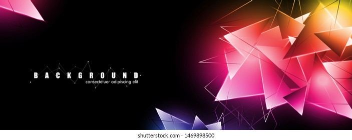 abstract background with glowing  triangles that overlap. isolated black background. vector illustration of eps 10