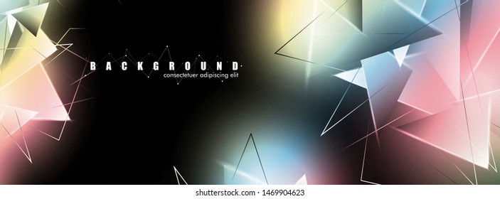 abstract background with glowing  triangles that overlap. isolated black background. vector illustration of eps 10